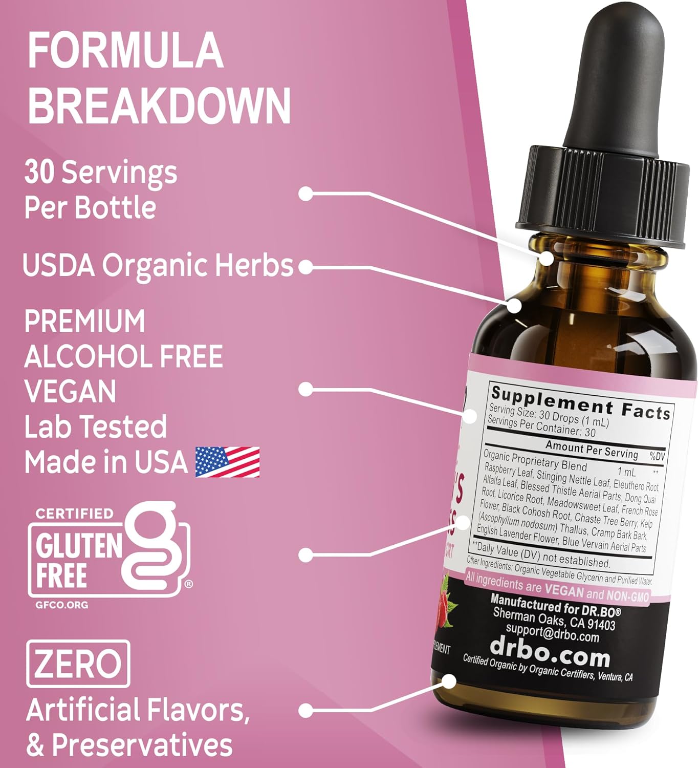 Hormone Balance for Women & PMS Relief - Women's Wellness Organic Hormonal Balance Supplements Liquid Drops & Menstrual Cramp Period Support - Raspberry Leaf, Chasteberry, Black Cohosh Supplement 1 Oz - Image 8