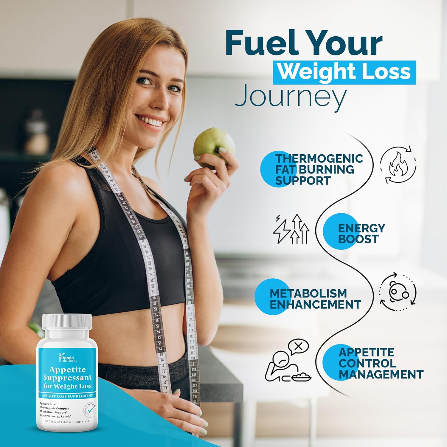 Appetite Suppressant for Weight Loss - Diet Pills, Fat Burner for Women & Men w/ Garcinia, Ginger Root, Guarana - Thermogenic Metabolism Booster, Ephedra Free, Energy Support, Made in USA, 30 Capsules - Image 3