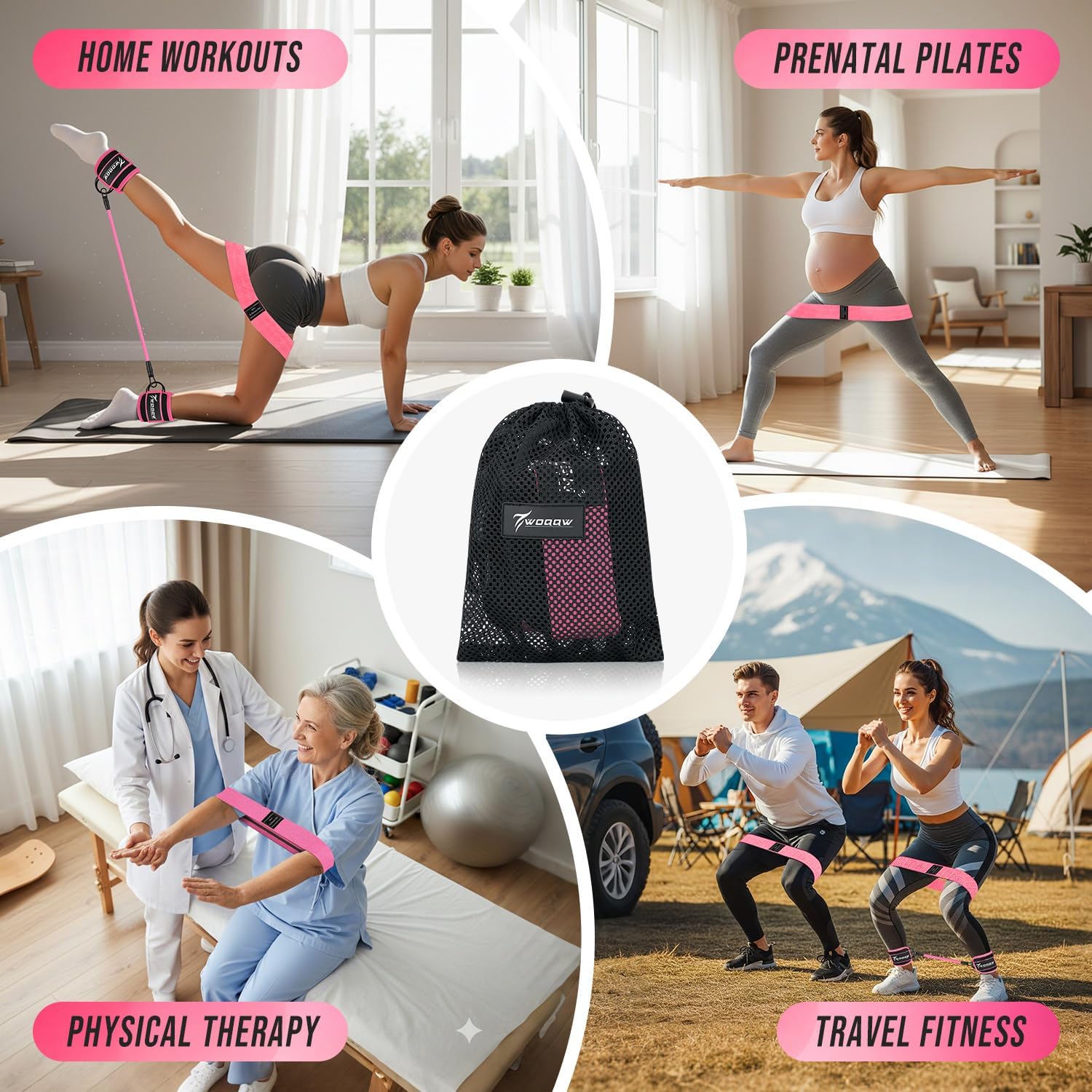 WOQQW Resistance Bands Set - Ankle Resistance Bands with Cuffs for Legs & Glute Workout, Fabric Booty Bands for Women, Home Gym Exercise Equipment for Hip, Pilates, Fitness, Yoga, Physical Therapy - Image 6