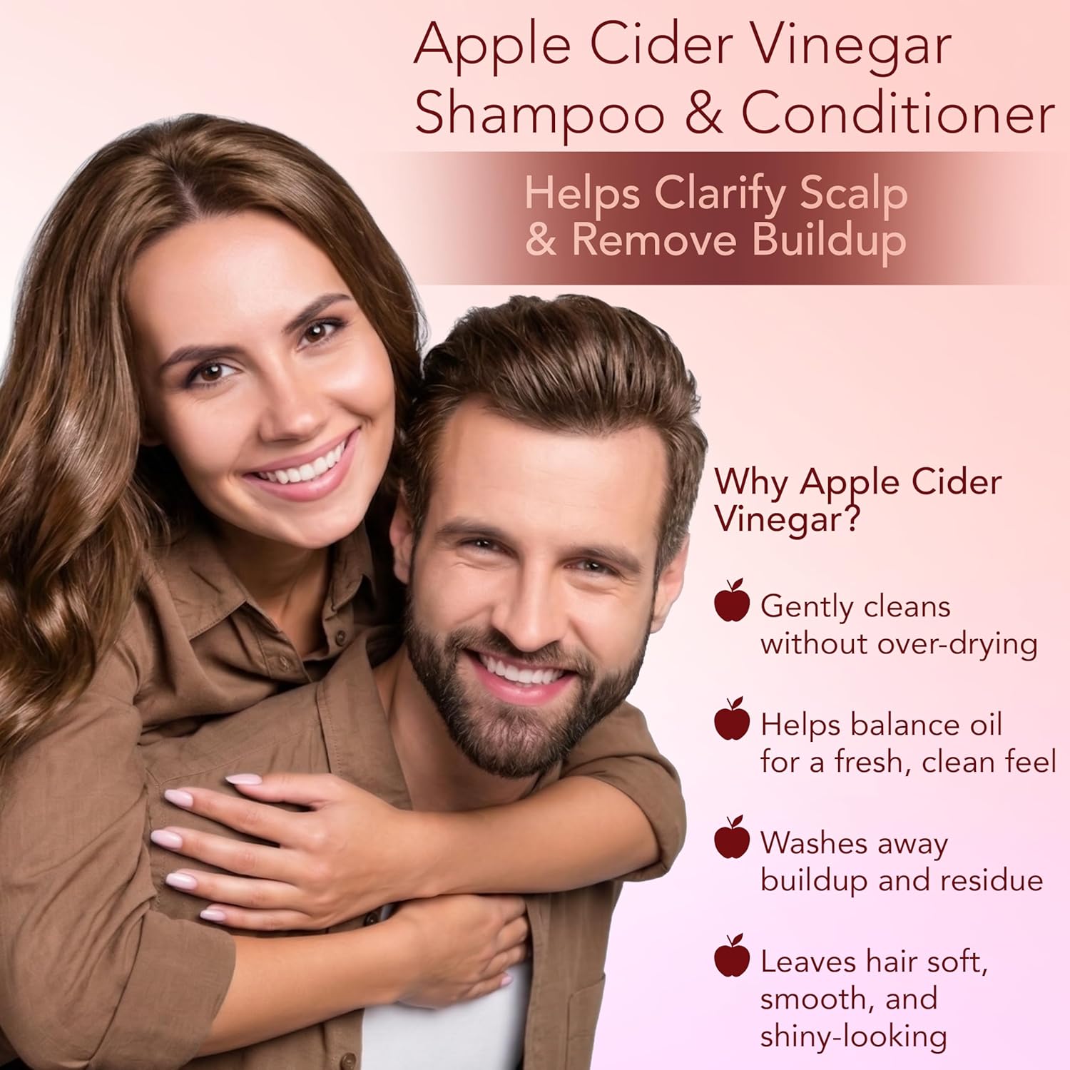 PURA D'OR Apple Cider Vinegar Thin2Thick Set (16oz x 2) ACV Shampoo & Conditioner, Clarifying - Biotin, Keratin, Caffeine, Castor Oil, Aloe - All Hair Types, Men & Women (Packaging may vary) - Image 2