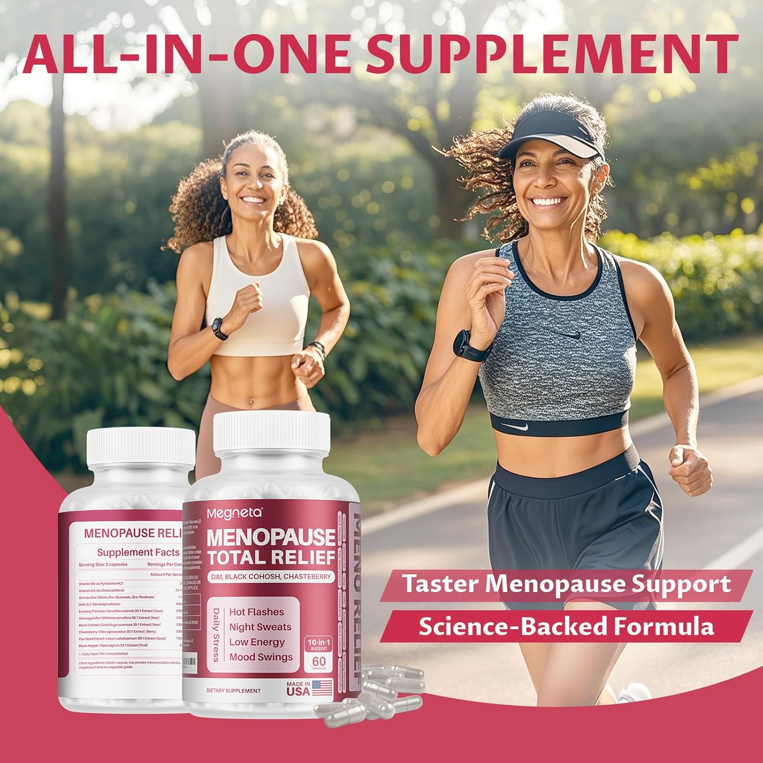 Menopause Supplements for Women- Black Cohosh for Menopause Hot Flashes, Female Hormone Balance, Night Sweats, Mood Swings & Sleep Support with DIM & Chasteberry Potent Extract, 60 Capsules - Image 4