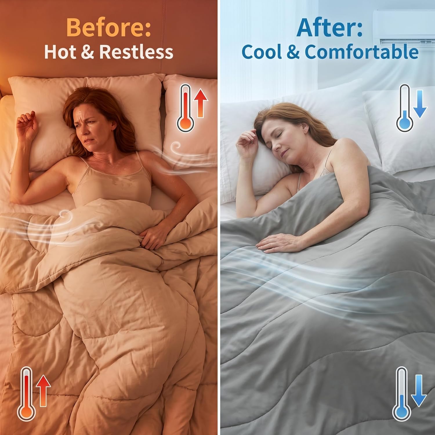 Cooling Comforter Queen, Cooling Blanket for Hot Sleepers & Night Sweats, Breathable Lightweight Comforter for Menopause & Summer, Dual Soft Cool-to-Touch, Oeko-TEX, Grey - Image 5