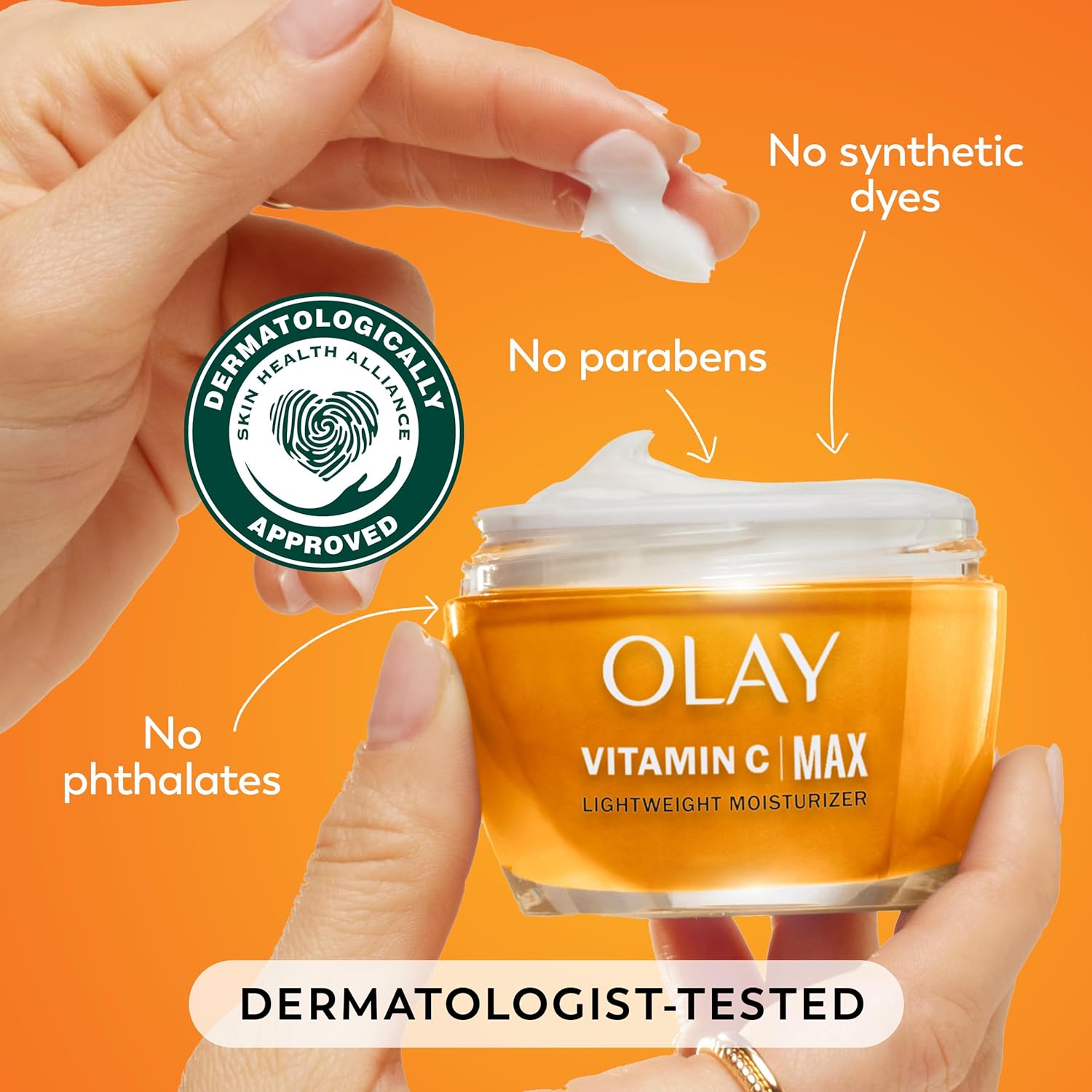 Olay Vitamin C MAX Face Moisturizer, Brightening Cream for Women, Hydrating, Evens Tone, Dark Spot & Hyperpigmentation Reduction, Glowing Skin Care - Niaciniamide, Peptides 1.7 Oz - Image 5
