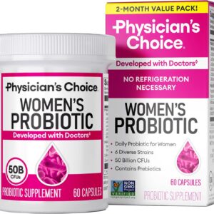 Physician's Choice Probiotics - PH Balance, Digestive, UT, & Feminine Health - 50 Billion CFU - 6 Unique Strains for Women - Organic Prebiotics, Cranberry Extract+ - Probiotic - 60 CT