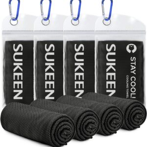 Sukeen [4 Pack Cooling Towel (40"x12"), Soft Breathable Chilly Microfiber Towel for Yoga,Sport,Running,Gym,Workout,Camping,Fitness,Workout & More Activities