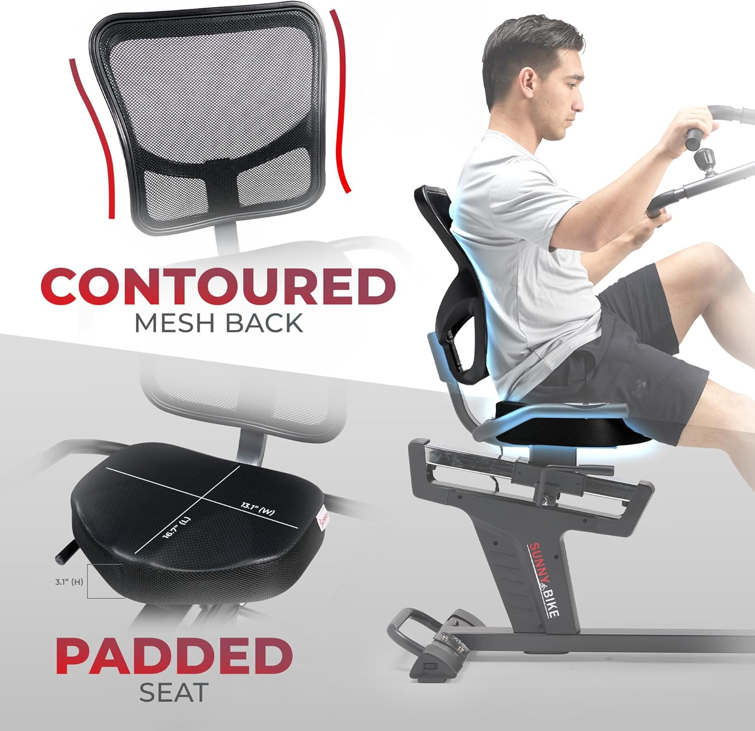 Sunny Health & Fitness Elite Recumbent Cross Trainer & Elliptical Machine with Arm Exercisers for Home Arm/Leg Training, Easy Adjust Seat & Mesh Backrest, Free SunnyFit App Bluetooth Connectivity - Image 5