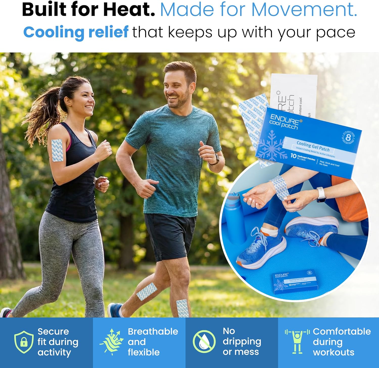 | Cooling Gel Patches for Instant Relief from Heat, Workouts, and Hot Flashes | Long-Lasting, Breathable, Hydrogel Patches for Cooling Comfort | 10 Pack - Image 4