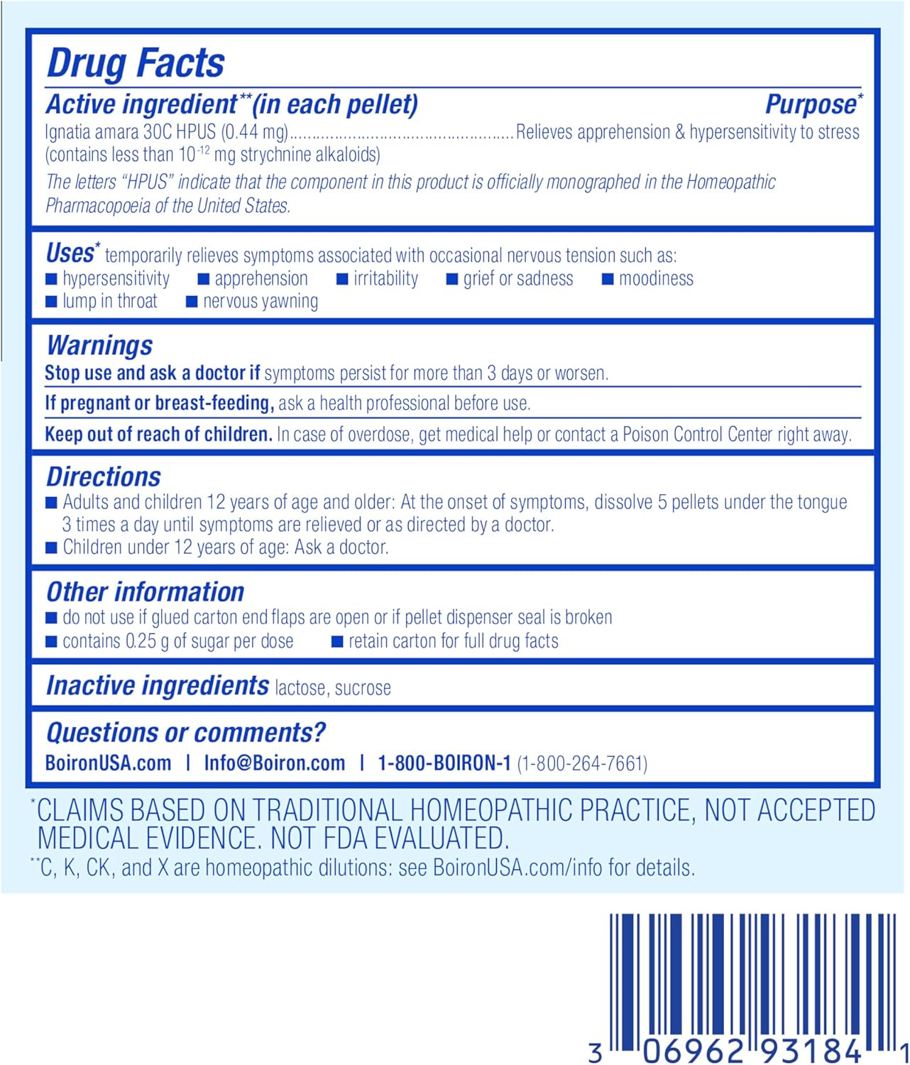 Boiron Ignatia Amara 30C Homeopathic Medicine for Relief from Emotional Stress, Hypersensitivity, Irritability, and Moodiness - 3 Count (240 Pellets) - Image 6