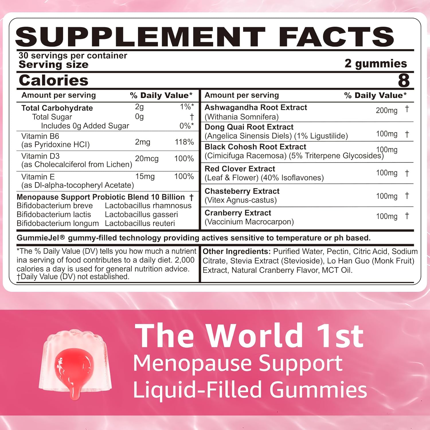 Menopause Gummies Supplement for Women w/ Red Clover, Black Cohosh for Hot Flashes, Menopause Support Vitamins + Ashwagandha Probiotics, Over 50 Hormone Support Balance Gummies Sugar Free, Vegan 60ct - Image 2