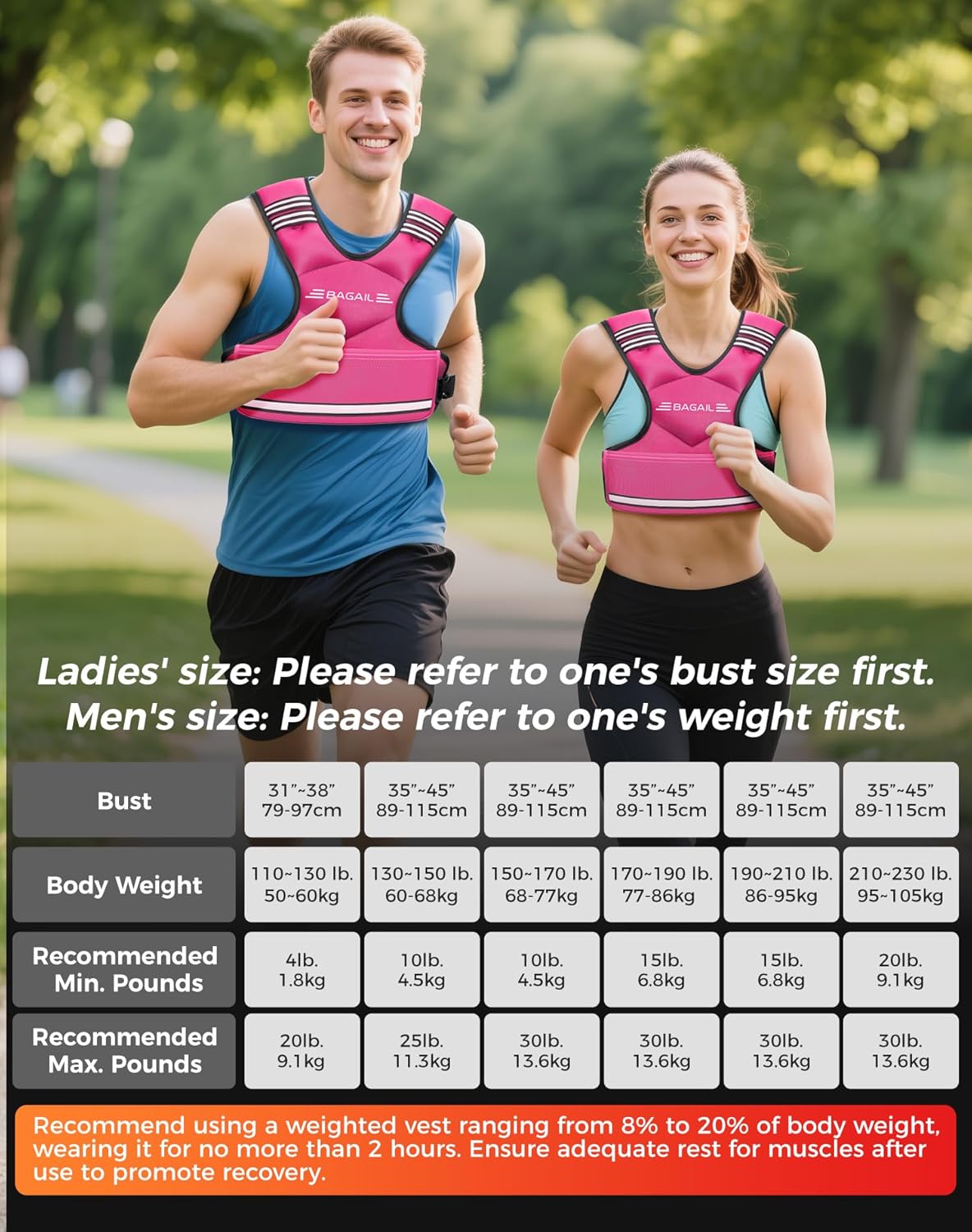 BAGAIL Adjustable Weighted Vest for Women 4-10lb, Comfortable U-Neck Rucking Vest with 6 Removable Weights, Storage Pocket and Reflective Strips for Walking, Jogging, Weight Loss & Home Workouts - Image 8