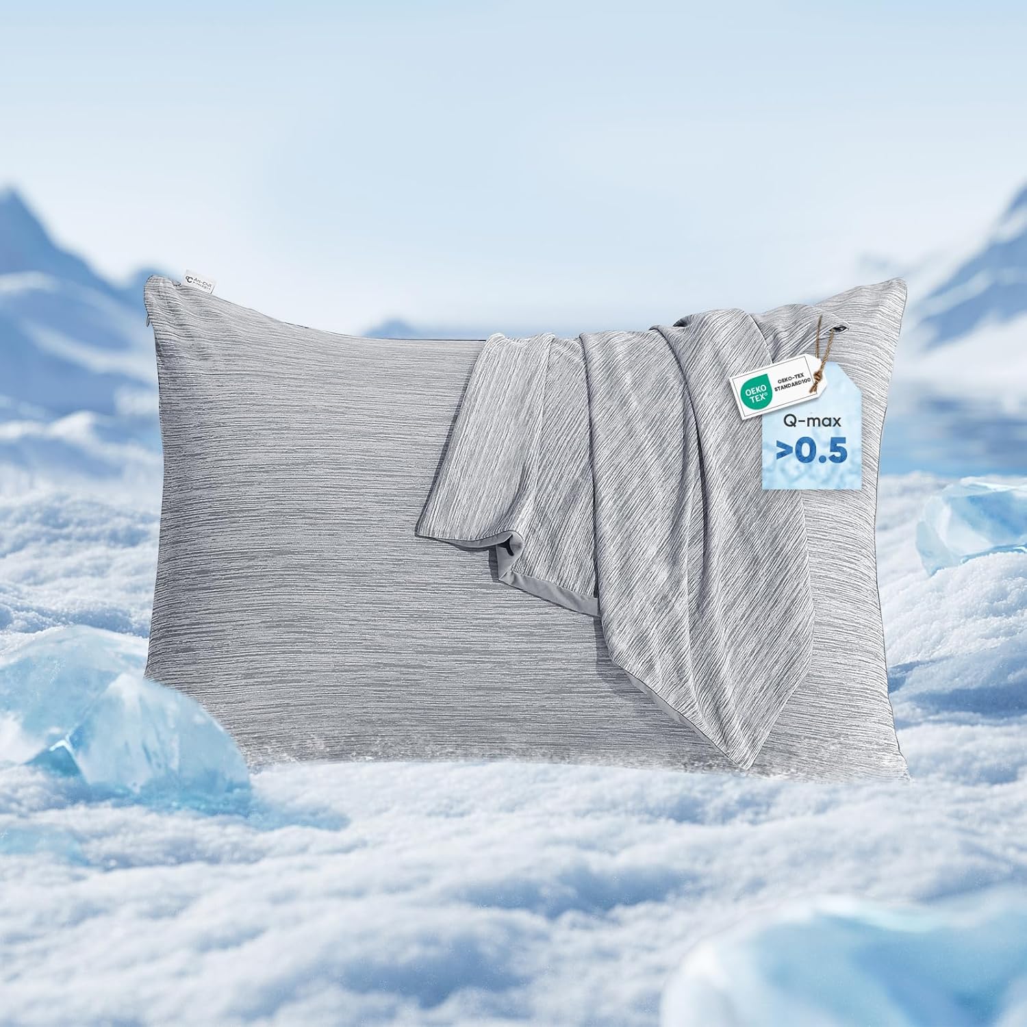 Marchpower 2 Pack Cooling Pillowcases Queen Size, Arc-Chill Cool Fiber, Double Sided Design for Hot Sleepers Night Sweats Hot Flashes, Oeko-TEX Certified Soft Breathable Pillow Covers Hidden Zipper