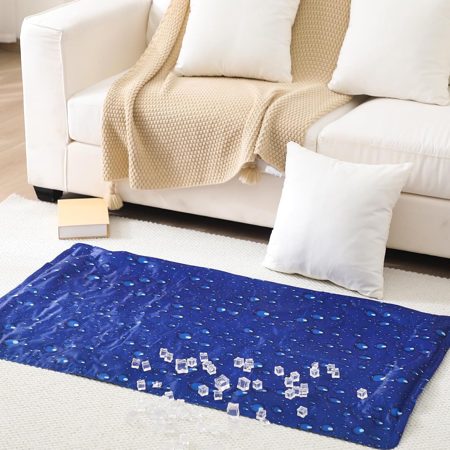 Drydiet Cooling Pad Mat for Sleep Cooling Mattress Pad Gel for Bed, Relieve Pain, Summer Hot Flashes, Adult, Pets, No Water or Electricity Required(Plain,Dark Blue,48 x 28 Inch) - Image 4