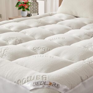 BEDLORE Full Size Mattress Topper Viscose Derived from Bamboo, Thick Pillow Top Mattress Pad with Stretchable Pockets for 6-15 inches Mattress, Breathable Mattress Topper for Back Pain Relief