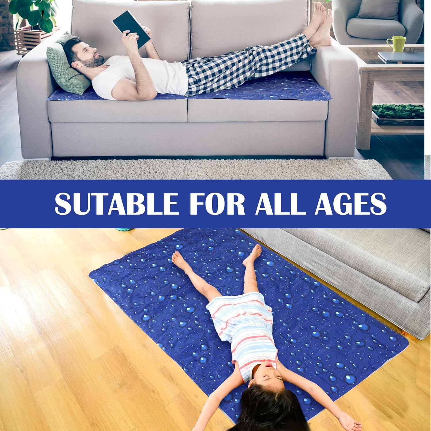 Drydiet Cooling Pad Mat for Sleep Cooling Mattress Pad Gel for Bed, Relieve Pain, Summer Hot Flashes, Adult, Pets, No Water or Electricity Required(Plain,Dark Blue,48 x 28 Inch) - Image 5