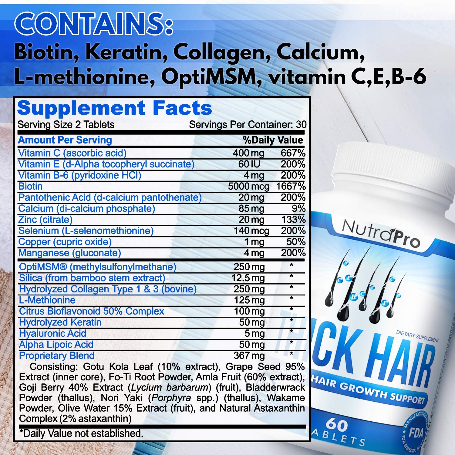Thick Hair Growth Vitamins– Hair Growth Pills With DHT Blocker Stimulates Faster Growth for Weak, Thinning Hair–Biotin Hair Supplements with Keratin & Collagen Helps Men&Women Grow Perfect Hair. - Image 5