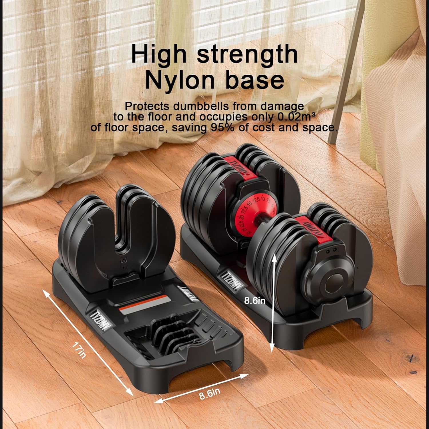 TYZDMY Adjustable Dumbbells Set of 2,Free Weights Dumbbells Set,Adjustable Dumbbell Set,52.5 lbs pair 105 lbs,15 in 1,for Men/Women Gym Equipment for Home Strength Training Equipment - Image 8