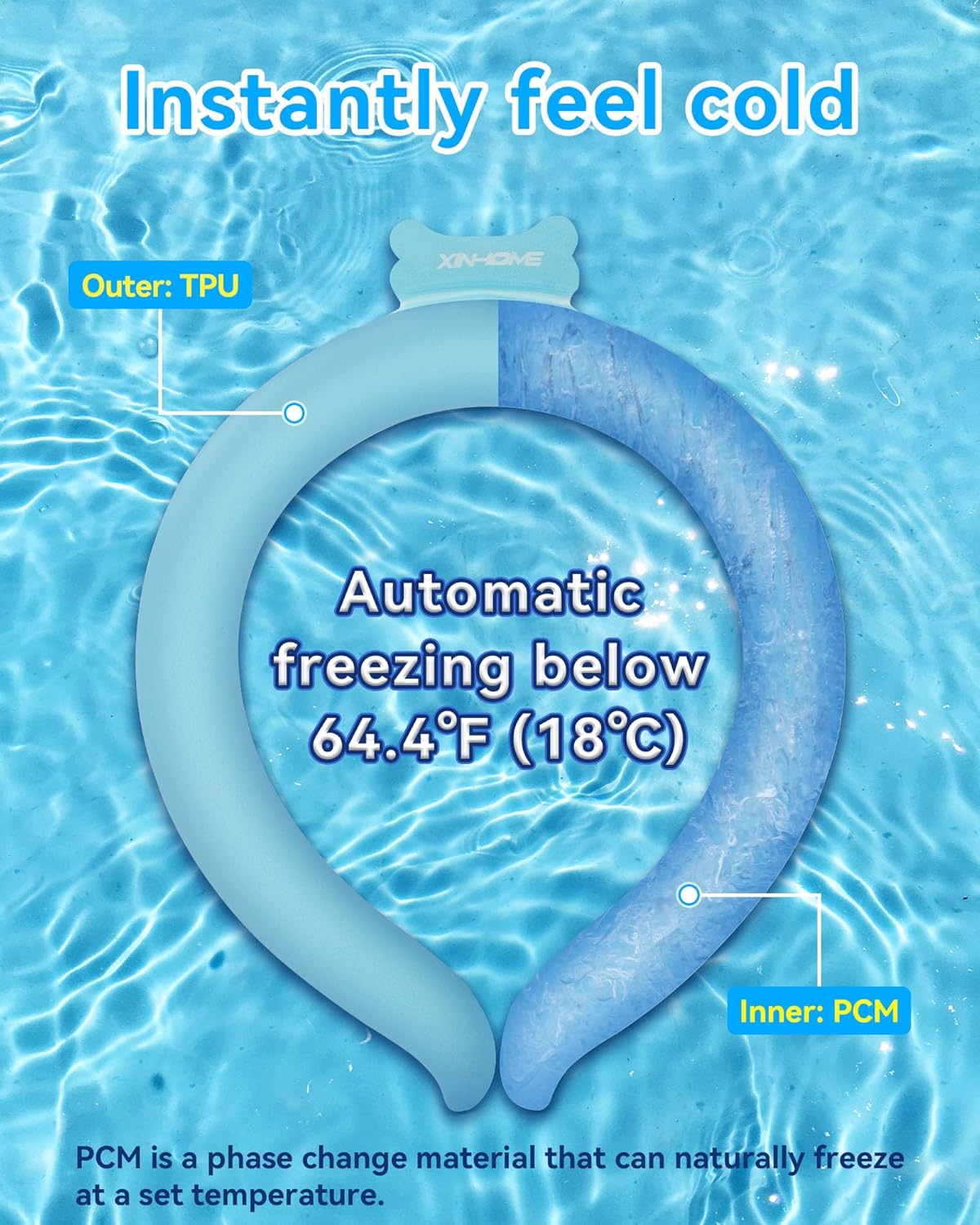 Neck Cooling Tube Wraps Ice Ring Neck Cooler Personal Ice Pack Wrap for Hot Weather Gel Reusable Wearable Gel Cooling for Summer Heat Hot Flashes Freezer Below 64.4℉ - Image 3