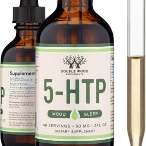 5HTP Liquid Drops - More Absorbable and Effective Than 5 HTP Capsules (60 Servings of 50mg 99%+ 5-HTP) Serotonin Supplement for Mood, Sleep, and Relaxation by Double Wood