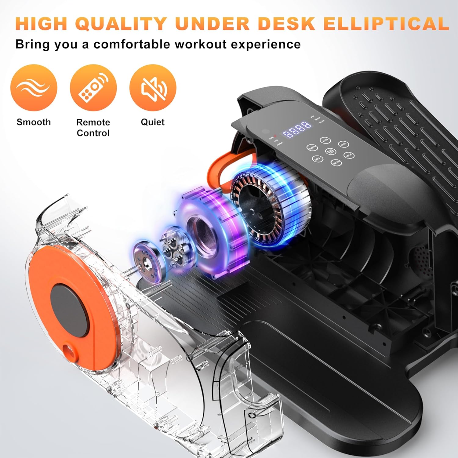 Mini Under Desk Elliptical Low Impact Electric Leg Exerciser As Seen on TV While Sitting for Seniors with Non-Slip Mat Quiet & Portable for Home and Office - Image 2