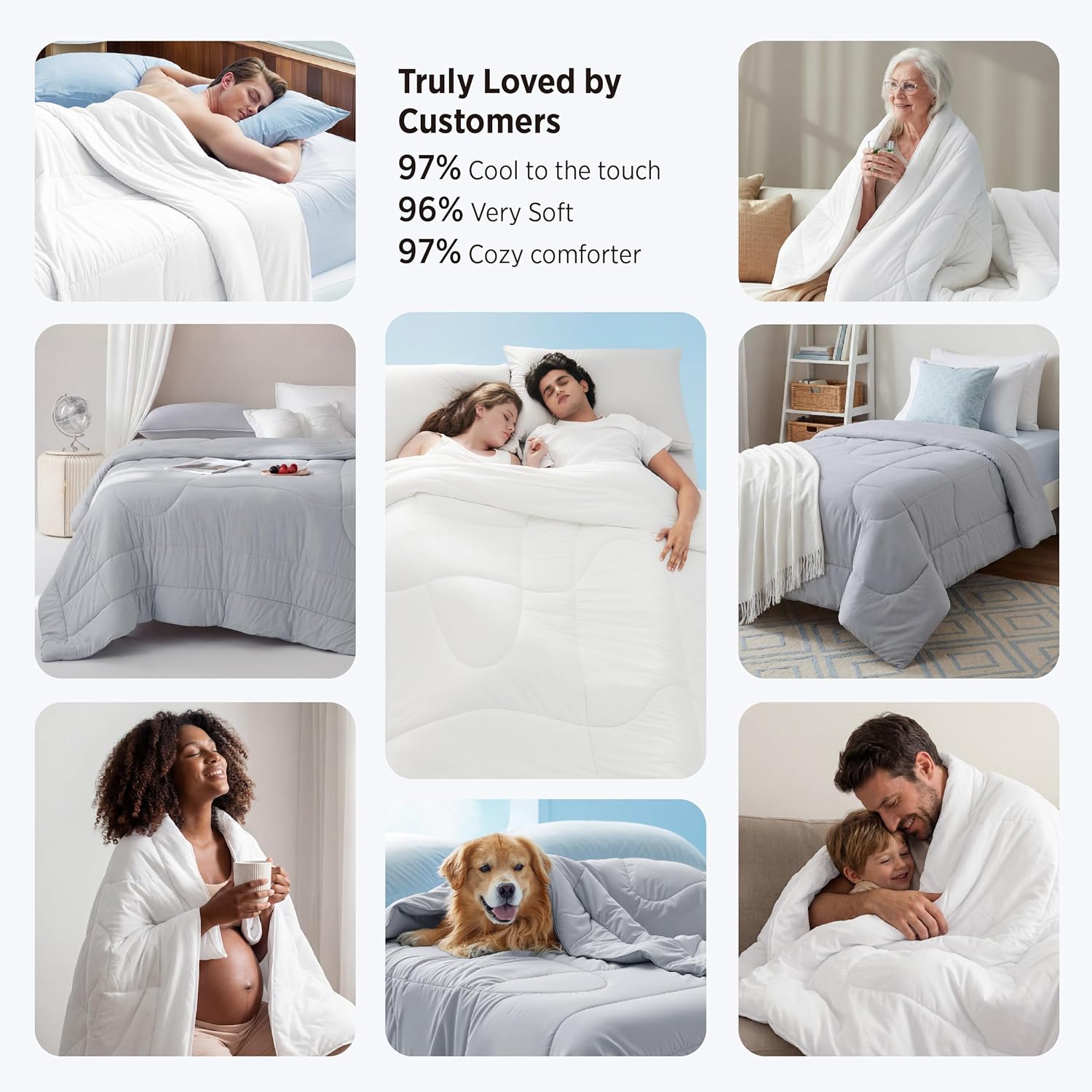 Bedsure Cooling Comforter Queen Size - Cooling Blankets for Hot Sleepers, Lightweight Comforter for Summer with Dual-Sided Cool Tech, Soft Breathable Cold Blanket for Sleeping, Grey, 88x88 Inches - Image 7
