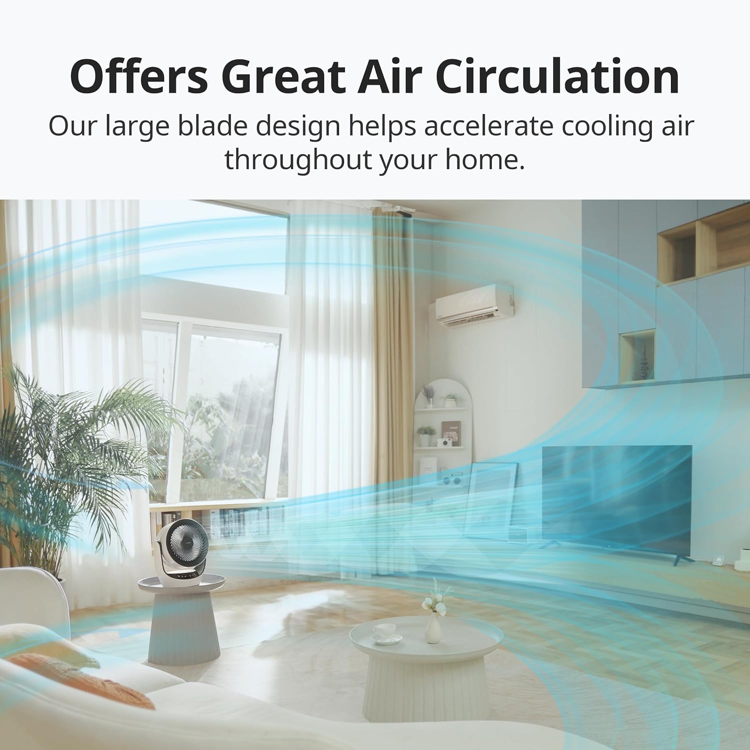 SwitchBot Smart Desk Fan for Bedroom, 3600mAh Rechargeable, Corded & Cordless Air Circulator, 90° Oscillation, 22dB Quiet, 9 Speeds, App & Remote Control, Works with Alexa, Google Home, Apple Home - Image 5