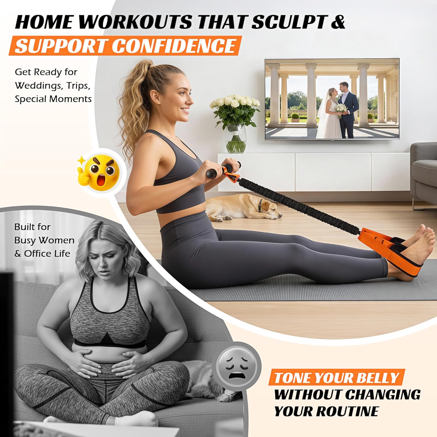 KUTIZE Multifunction Pedal Resistance Band with Handle, Upgraded Exercise Equipment with Soft Foot Pedal for Sit Up & Full-Body Home Gym Workouts, Core/ABS Training, Pilates, Yoga & Physical Therapy - Image 3