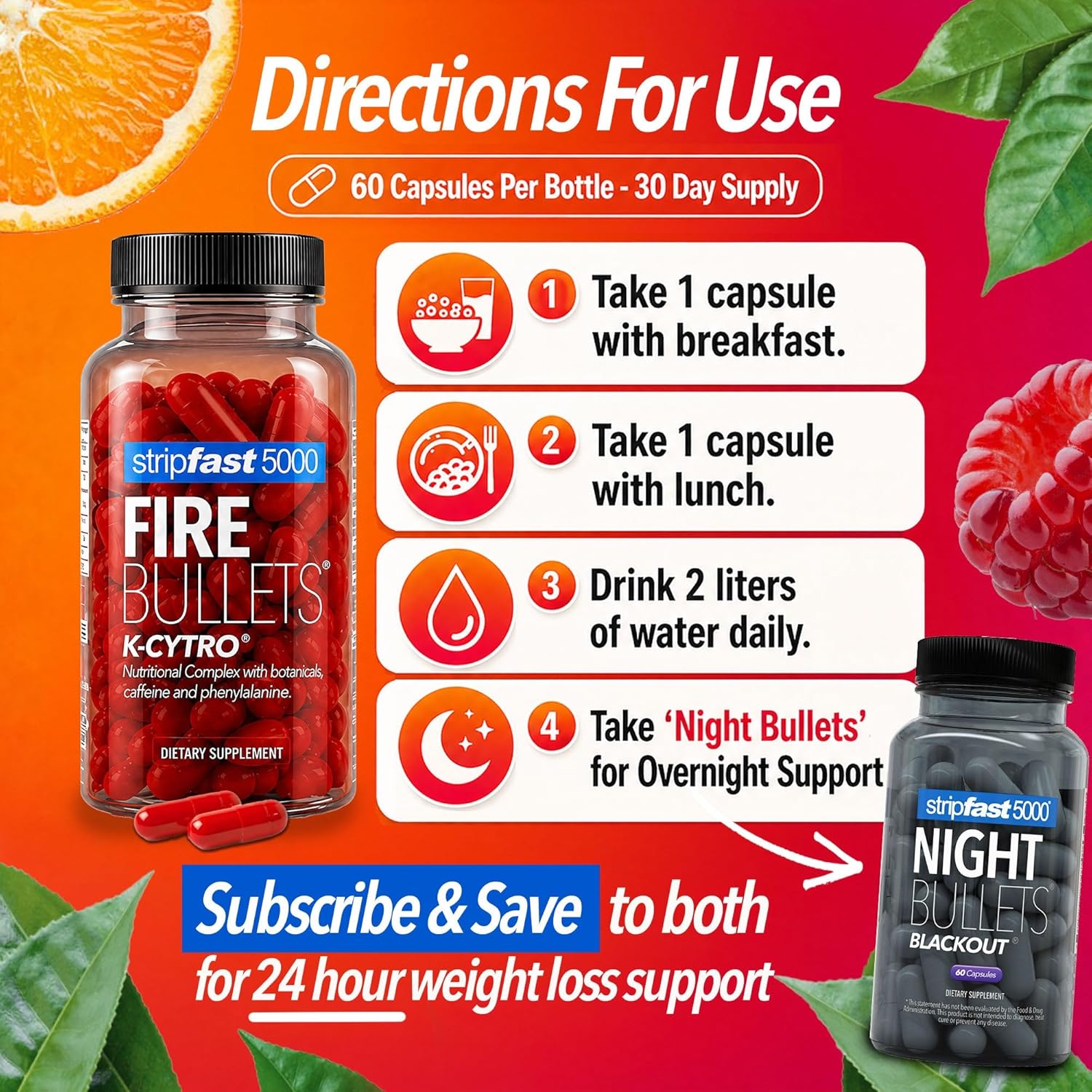 Fire Bullets Weight Loss Pills for Women & Men, Fat Burner GLP-1 Support, Appetite Suppressant, Diet Pills with Green Tea & Cayenne, 60 Capsules - Image 4