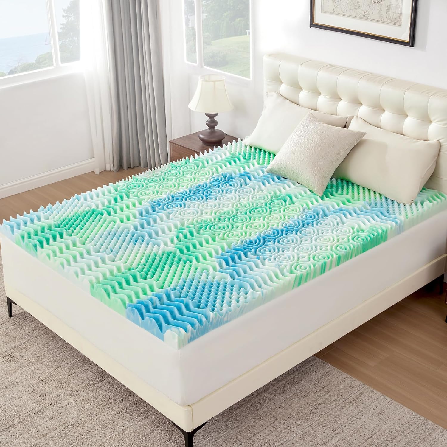 SOOSLEEPY 3 Inch 7-Zone Full Memory Foam Mattress Topper Egg Crate Cooling Gel Infused Mattress Pad Bed Topper for Pressure Relief and Back Pain Soft & Breathable, CertiPUR-US Certified - Image 9