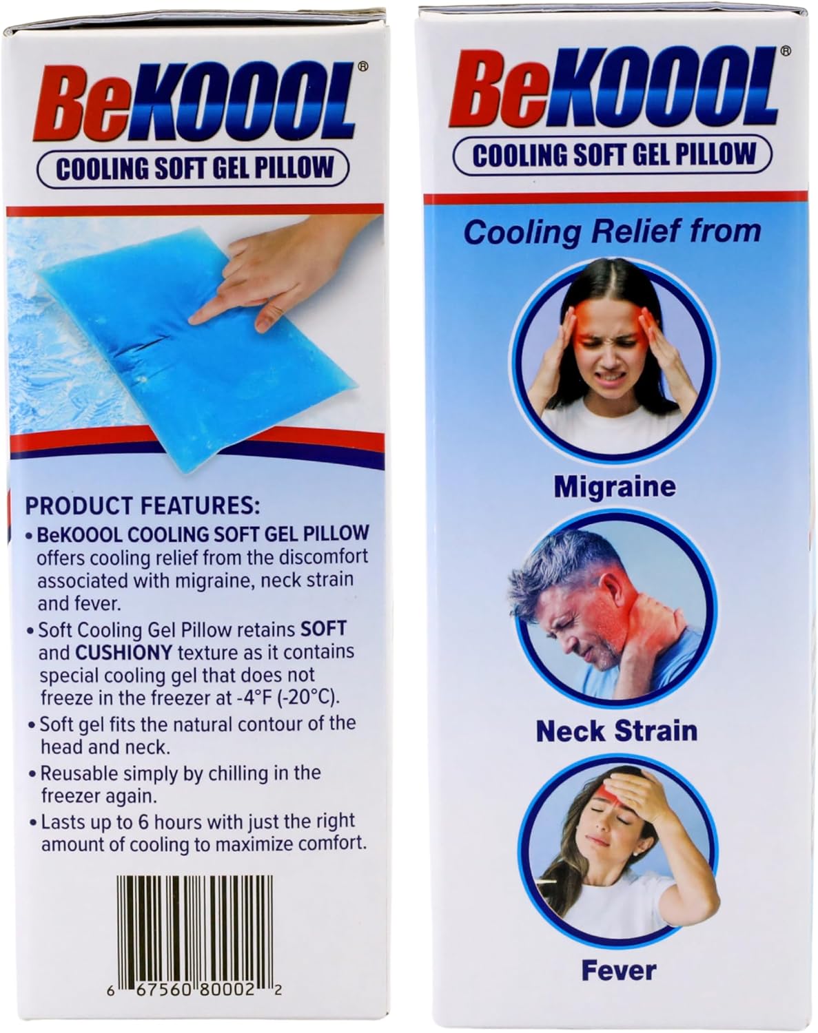 BeKOOOL Cooling Soft Gel Pillow - Reusable Cooling Relief from Migraines, Neck Strain and Fever - Up to 6 Hours of Cooling, Ready to Use, Stays Soft When Frozen - Image 2