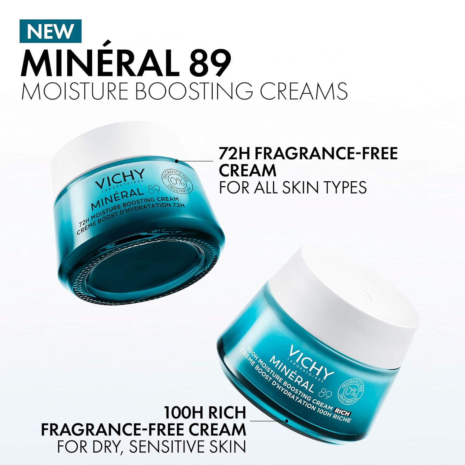 Vichy Mineral 89 Fragrance Free Cream, Moisture Boosting Cream with Hyaluronic Acid, Daily Face Moisturizer, Available in 4 Formulas For All Skin Types, Dry & Sensitive Skin & Mattifying for Oily Skin - Image 5