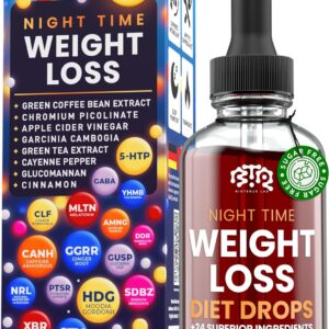 Night Time Weight Loss Diet Drops - Appetite Control, Fat Burner, Metabolism Booster - Apple Cider Vinegar - Cinnamon - Cayenne Pepper
