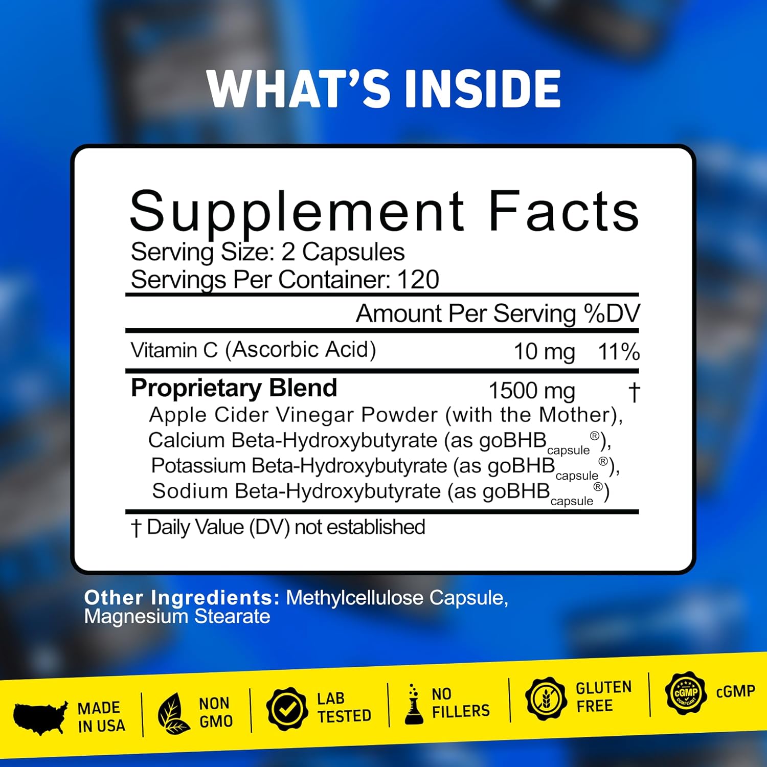 Herbtonics Apple Cider Vinegar + Keto BHB Capsules | GLP-1 Support for Appetite, Cravings & Weight Management | Metabolism Support with Satiety Support | 240 Capsules - 4 Month Supply - Image 6