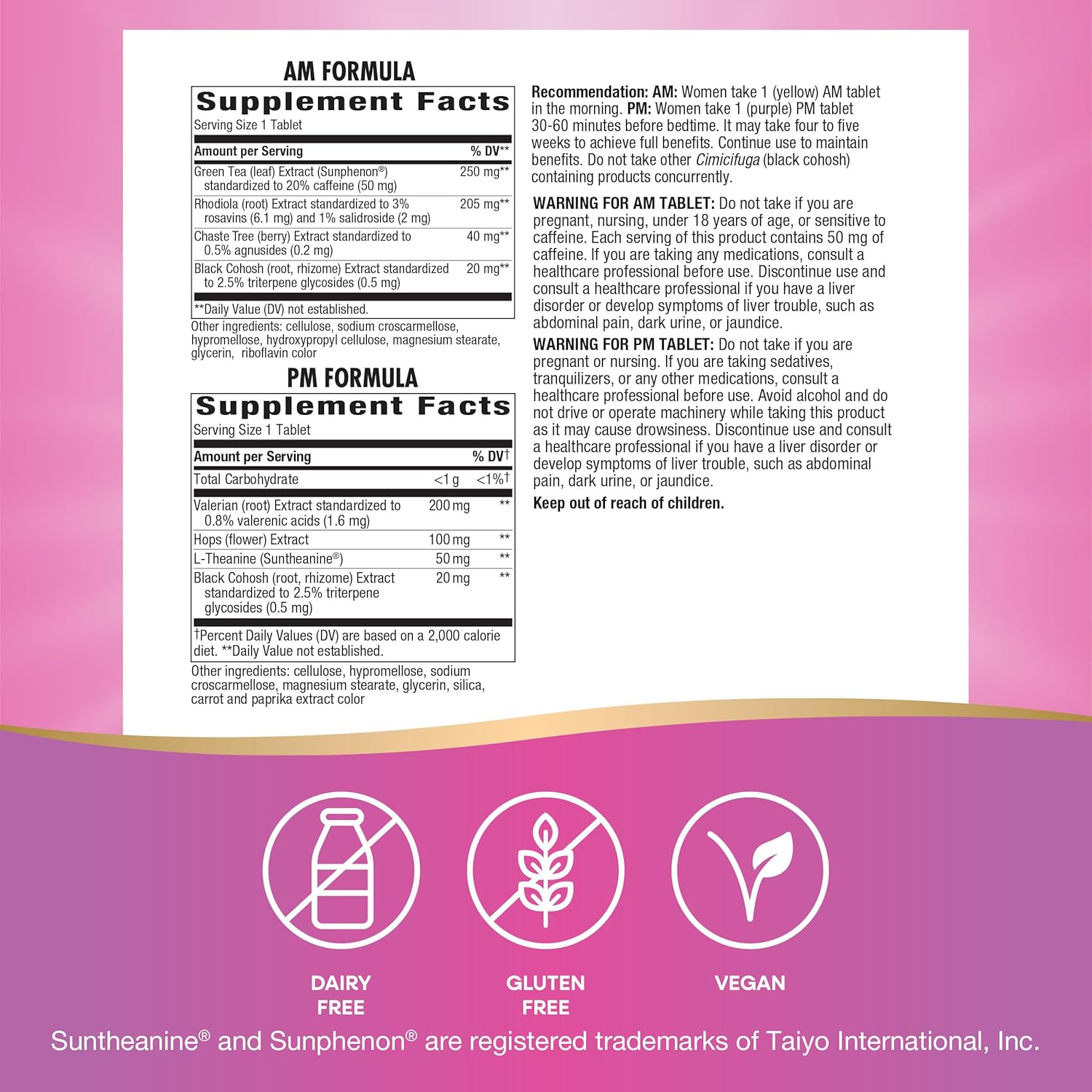 Nature's Way AM/PM PeriMenopause Formula, Perimenopause and PMS Symptom Support*, Hormone-Free, Hot Flashes*, PMS Symptoms*, Restful Sleep*, 30 AM & 30 PM Tablets (Packaging May Vary) - Image 5