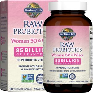 Garden of Life Raw Probiotics Women 50 & Wiser - 85 Billion Live Cultures - Probiotic Supplement with Bulgarian Yogurt & Eastern Europe Wild Kefir Culture - 90 Vegetarian Capsules