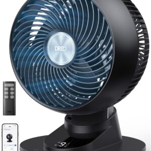 DREO Smart Fan for Bedroom, Powerful 85 ft Airflow, 12 Inches, Desk Fans in 20dB Quiet, 90°+90° oscillating fans, App/Voice Control, 9 Speeds & 8/12H Timer for Home Office Dorm