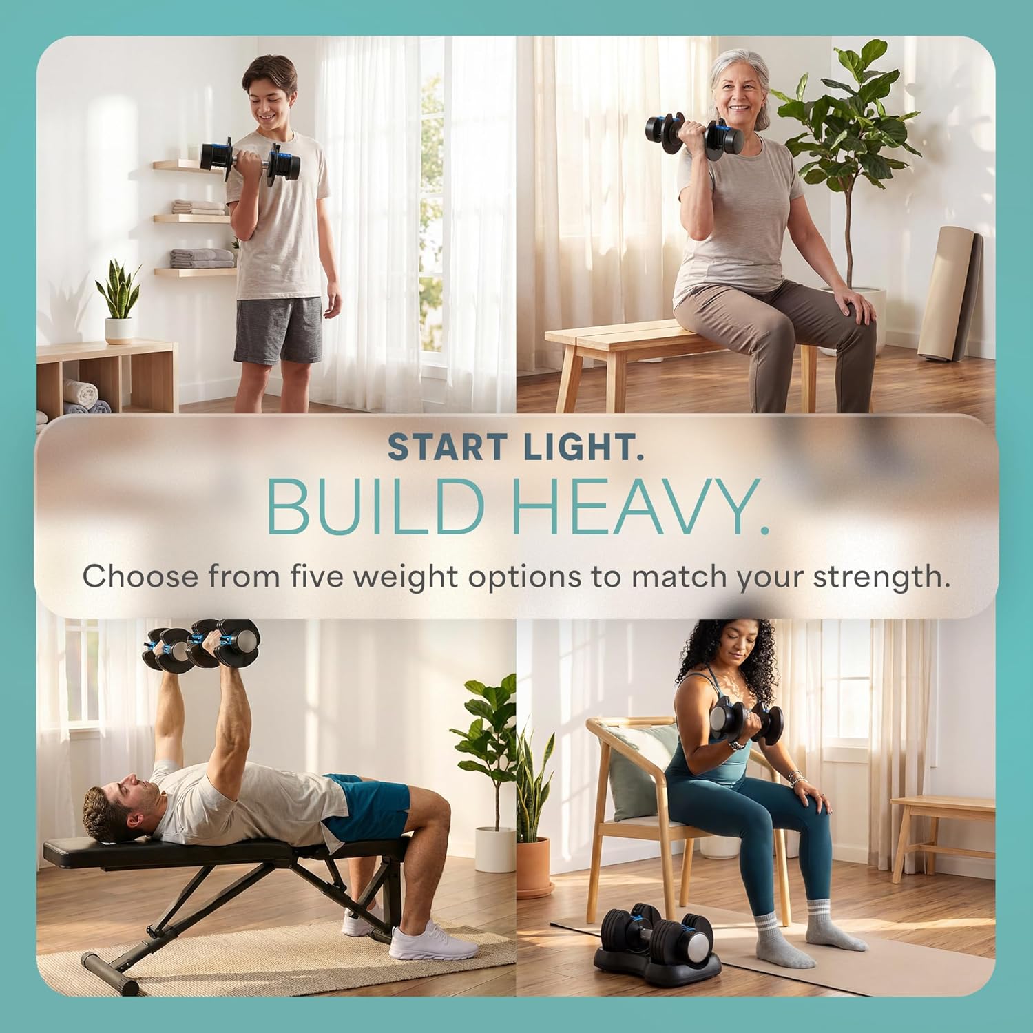 Lifepro Adjustable Dumbbells Set – Quick Adjustment, Anti Slip Handle – Space Saving & Strength Training Weights for Home Gym Exercise & Fitness - Image 4