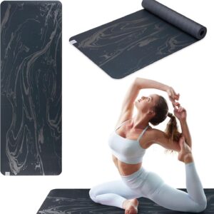 Gaiam Dry-Grip Yoga Mat - 5mm Thick Non-Slip Exercise & Fitness Mat for Standard or Hot Yoga, Pilates and Floor Workouts - Cushioned Support, Non-Slip Coat - 68 x 24 Inches