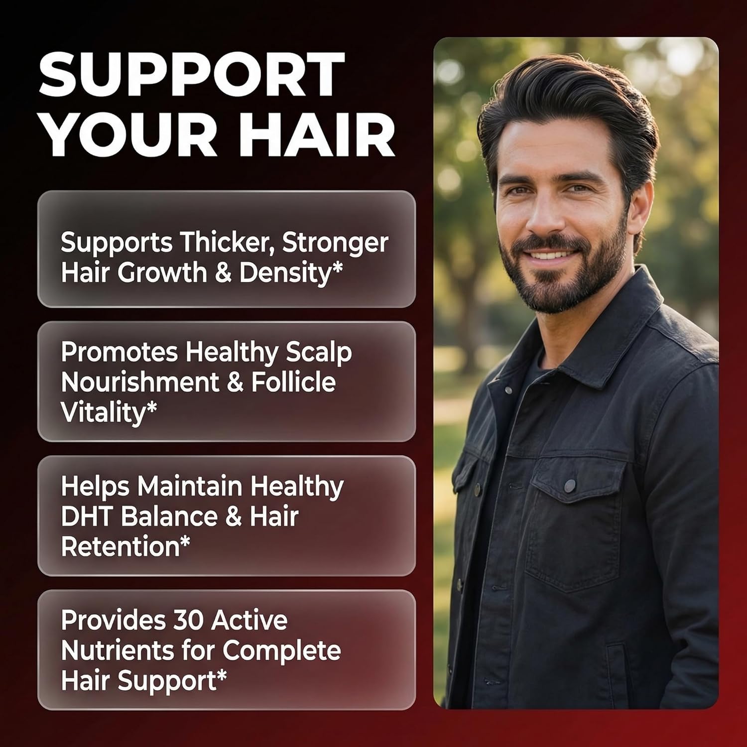 Hair Growth Supplement For Men | Biotin Hair Vitamins Collagen Pumpkin Seed Saw Palmetto Iron Ginseng Bamboo Silica Rosemary Peppermint Keratin Selenium Iodine Flaxseed Horsetail Vitamin A C D3 E B12 - Image 2