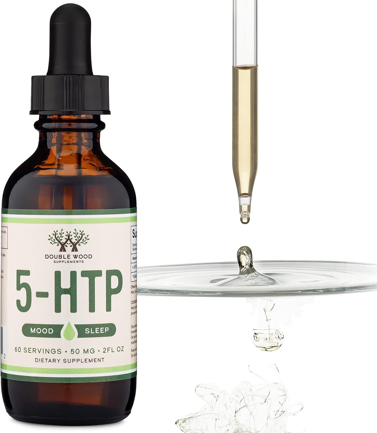 5HTP Liquid Drops - More Absorbable and Effective Than 5 HTP Capsules (60 Servings of 50mg 99%+ 5-HTP) Serotonin Supplement for Mood, Sleep, and Relaxation by Double Wood - Image 3