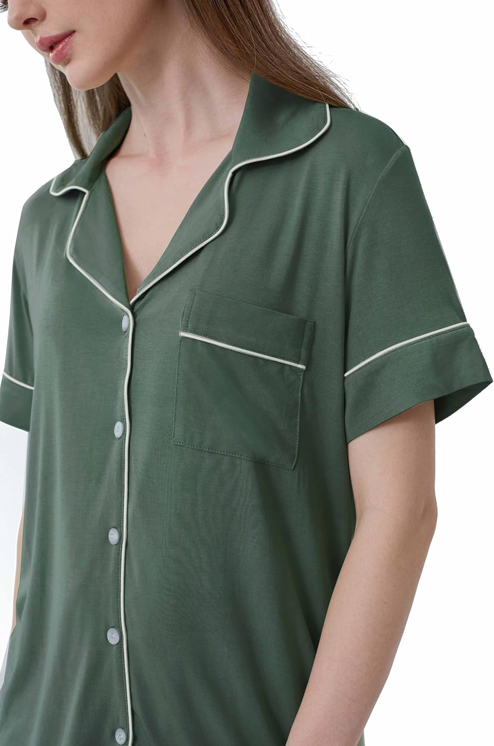 Cherrydew Women Bamboo Viscose Super Soft Comfy Summer Cooling Short Sleeve Button Down Pajama Shorts Set S-XXL - Image 7