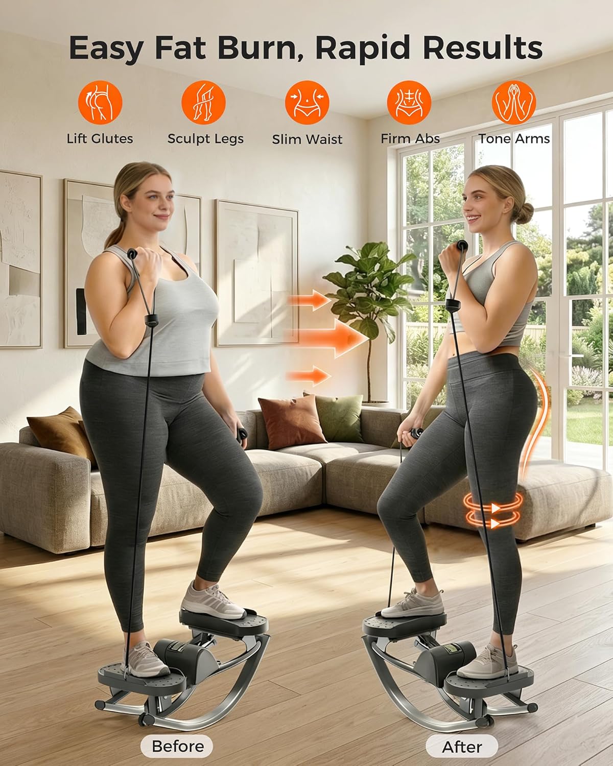 FineWay Upgraded Rock Stepper 2.0 for Exercise at Home, Rocking Stepper Side to Side, Low-Impact Knee-Friendly Exercise Machine with Resistance Bands, LCD Monitor & 330 LBS Capacity, Full Body Workout - Image 2