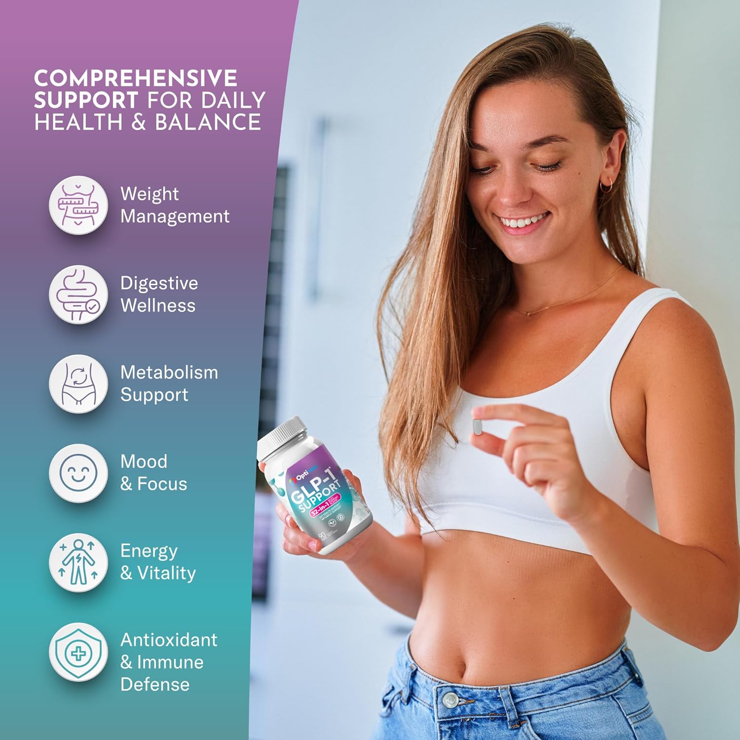 GLP-1 Support Supplement for Weight Loss - 32-in-1 with Probiotics for Fat Burn Boost Metabolism & Gut Health - Natural Daily Oral GLP1 Support for Women & Men - Vegan Gluten Free - Image 4