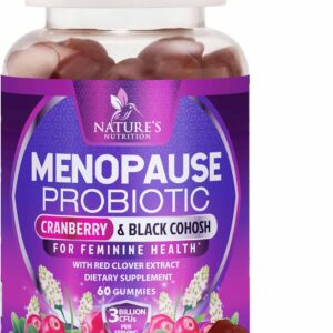 Menopause Supplement Gummies - Complete Women's Probiotics Gummy Supplements - Advanced Menopause Relief for Women with Black Cohosh & Cranberry - Mild Hot Flashes & Night Sweats Support - 60 Gummies