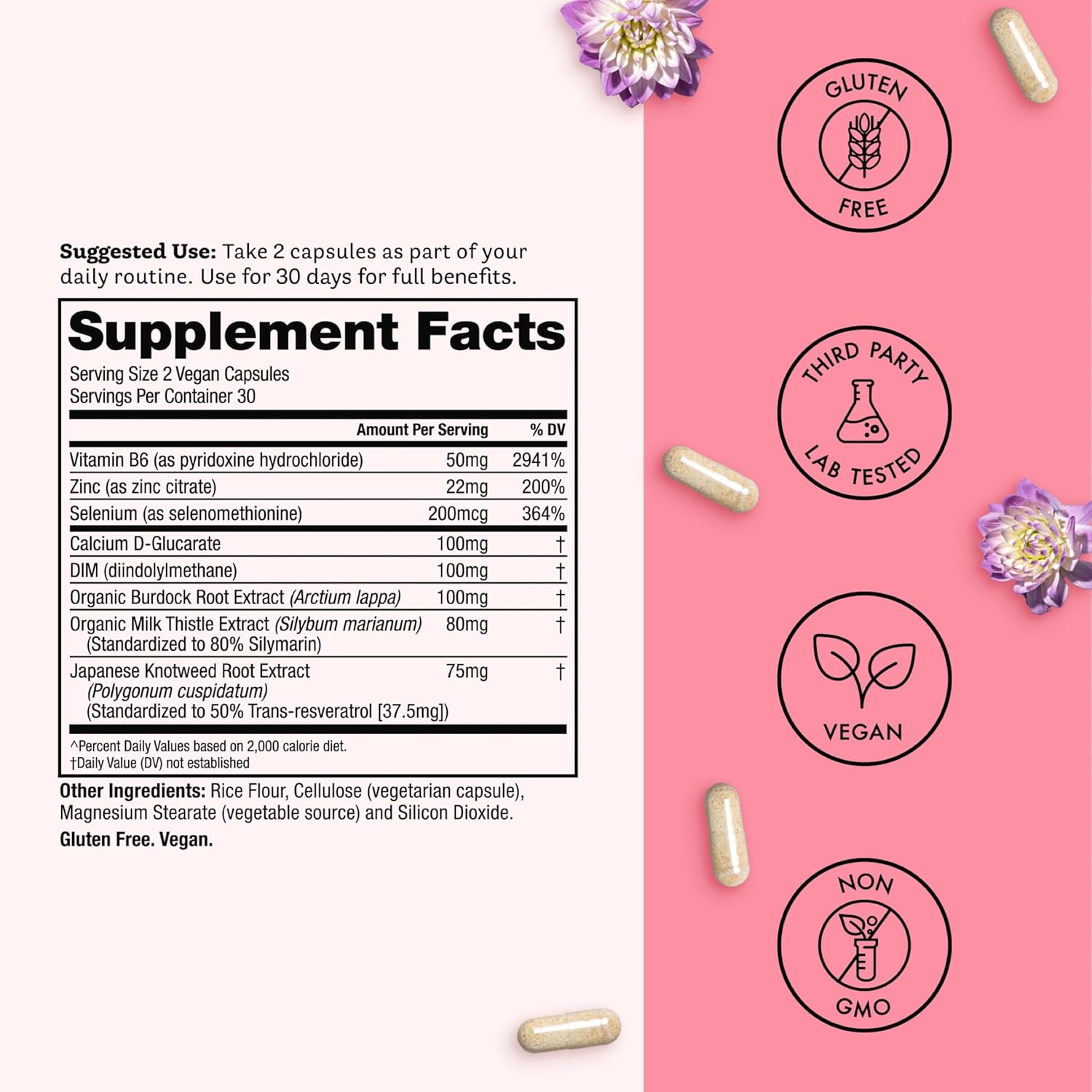 Winged Wellness Balanced Babe – Hormone Balance Supplement for Women (DIM, Milk Thistle) for PMS, Acne & Mood Support – 60 Capsules - Image 4