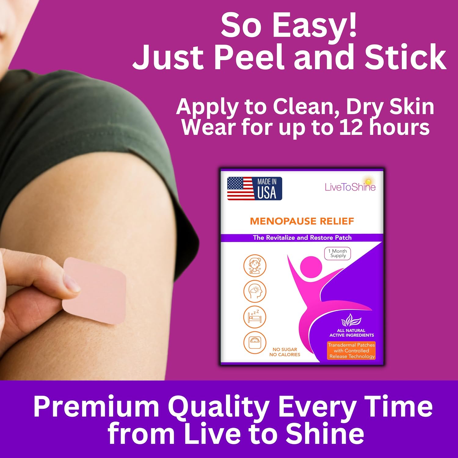 Menopause & Perimenopause Relief Patch for Women – Hot Flash, Mood & Symptom Support – Black Cohosh, Ashwagandha & More – 30 Topical Patches – USA Made by Live to Shine - Image 4