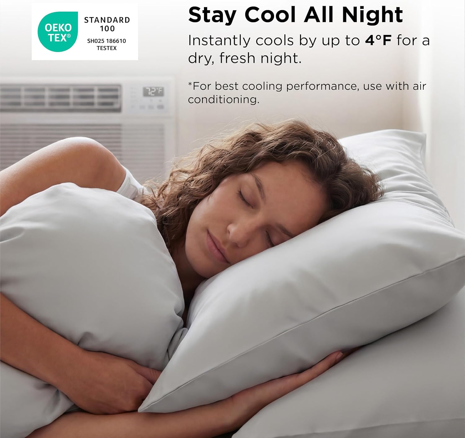 Bedsure Cooling Pillow Cases for Hot Sleepers, Cool Pillowcases for Night Sweats, Zipper Pillow Cases Queen Set of 2, Silky Soft & Breathable Cold Pillow Covers for Hair & Skin, Grey, 20x30 Inches - Image 3