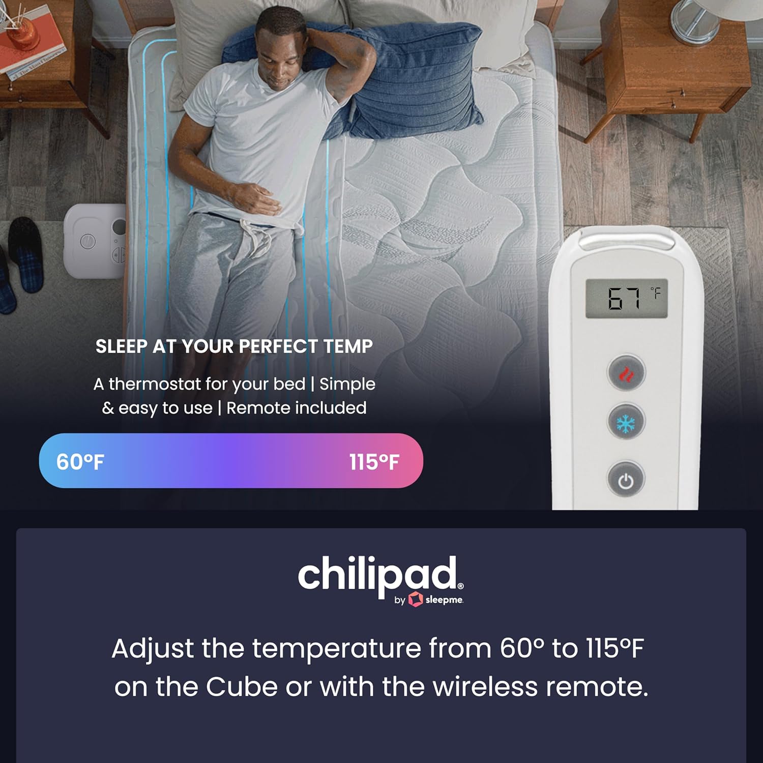 Chilipad Cube Bed Cooling System - Cooling & Heating Mattress Topper, Set Individual Bed Temperature, Cool Sleep Enhancement, Temp Range of 60-115°F, ME Half Queen Bedsize (30"W x 80"L), Model: CP500 - Image 3