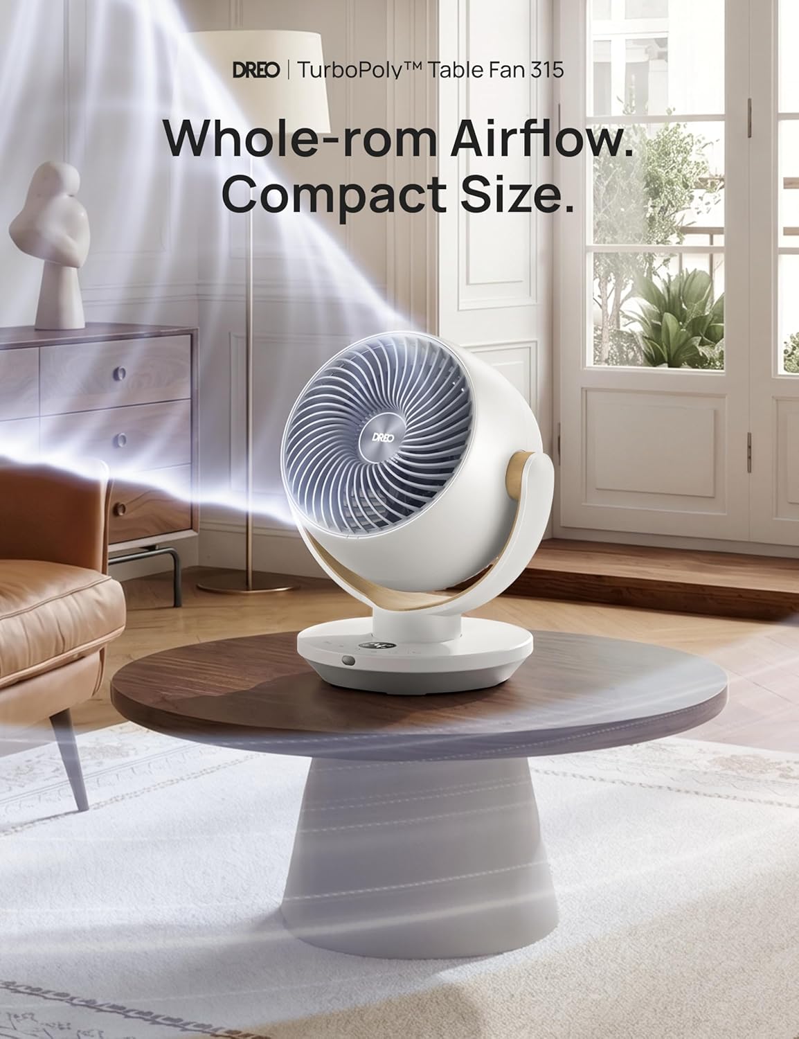 DREO Fan for Bedroom, Desk Air Circulator Fans with Remote, 11 Inch Table Fan for Whole Room, 65ft Powerful Airflow, 120° Vertical Manual and 90° Oscillating, 4 Speeds, 8H Timer, 25dB Quiet, Home - Image 2