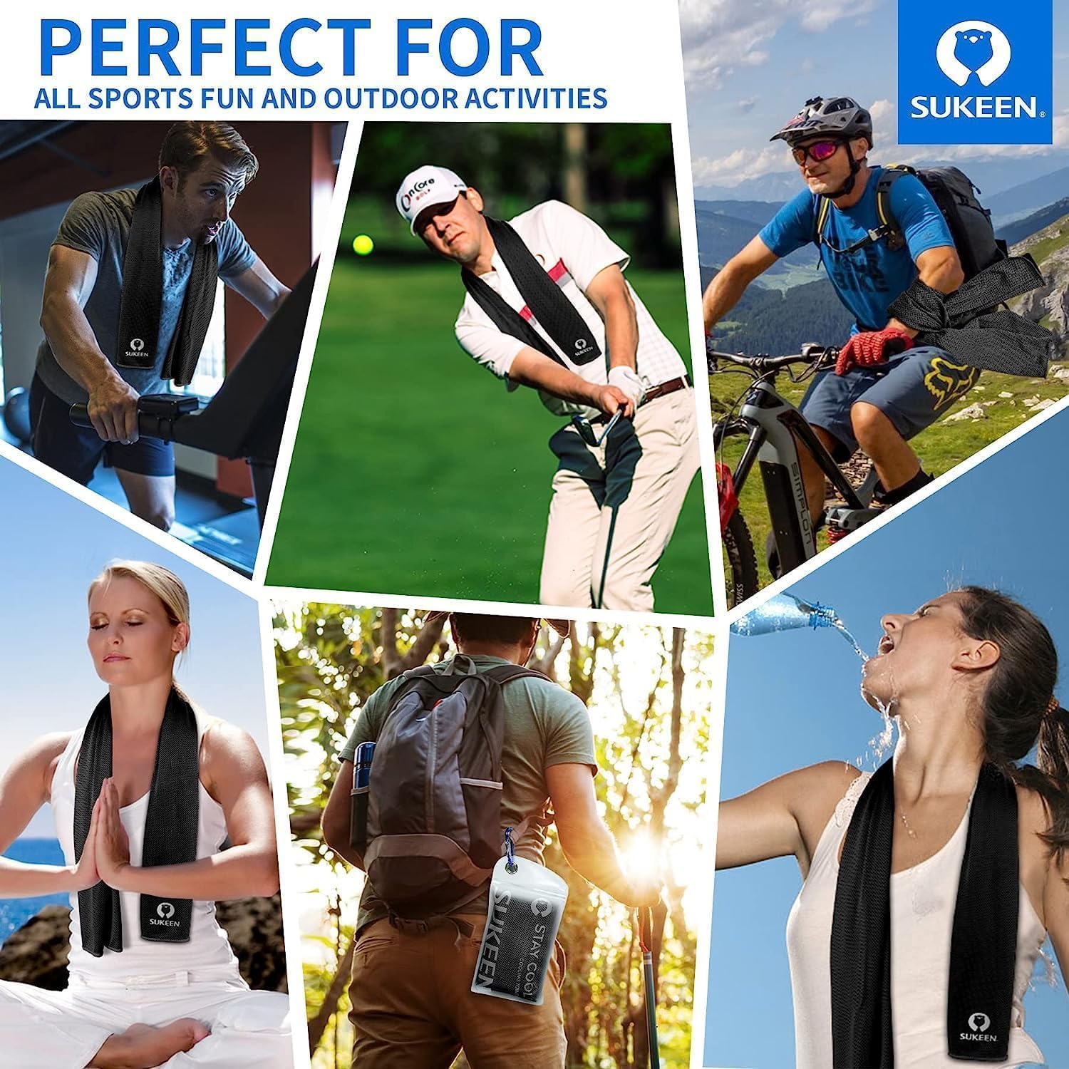 Sukeen 4Pack Cooling Towel (40"x12") for Neck and Face, Soft & Breathable Chilly Sports Towel, Quick-Drying Sweat Absorbing Cooling Neck Wraps Cooling for Yoga, Sport, Running, Workout - Image 6