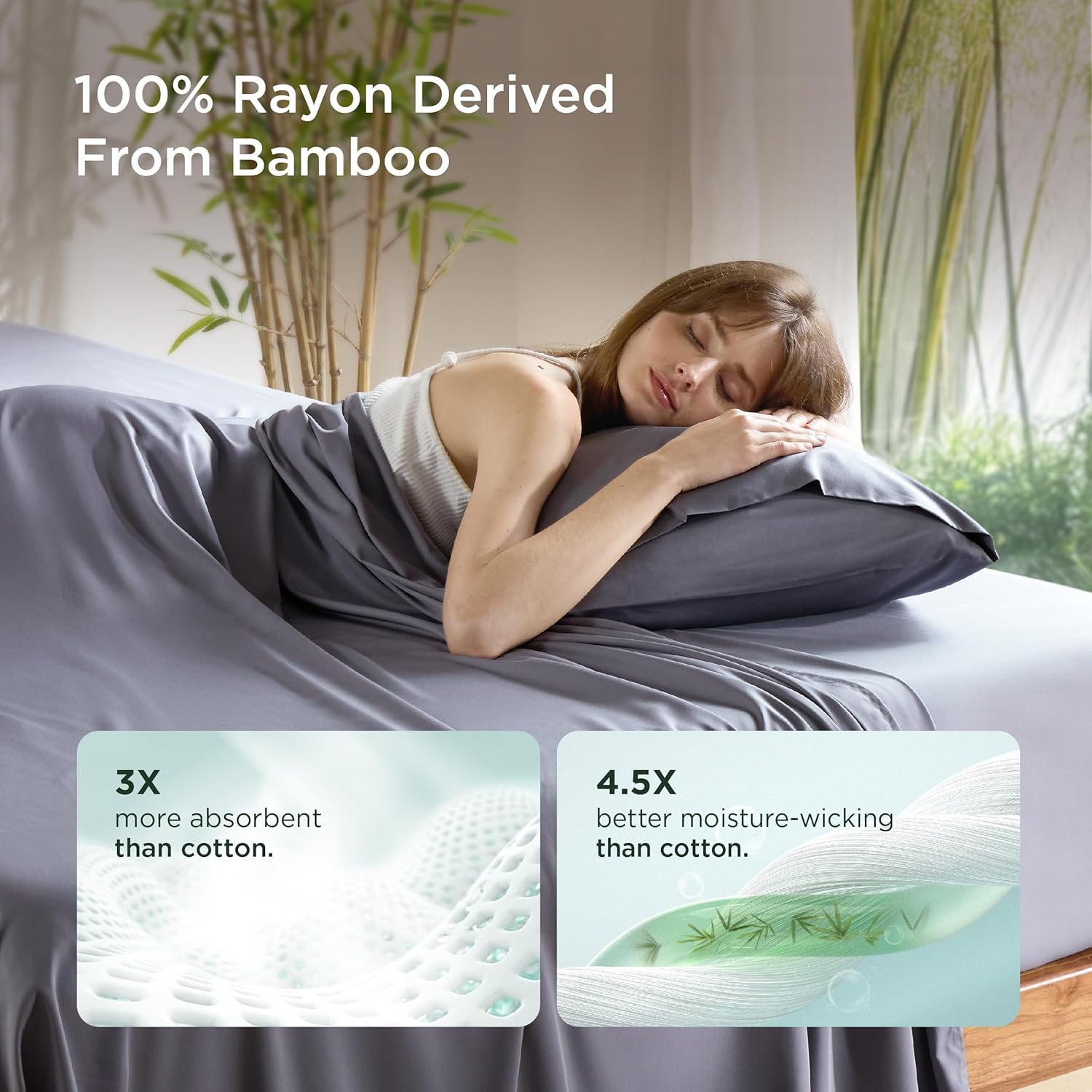 Bedsure Cooling Pillow Cases Queen – Bamboo-Derived Rayon Pillowcase Set (2 Pack, 20×30"), Soft Breathable Pillow Covers with Envelope Closure - Image 2